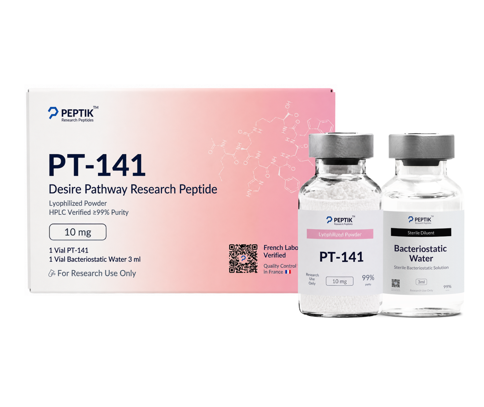 PT-141 Lyophilized Vial + Sterile Water