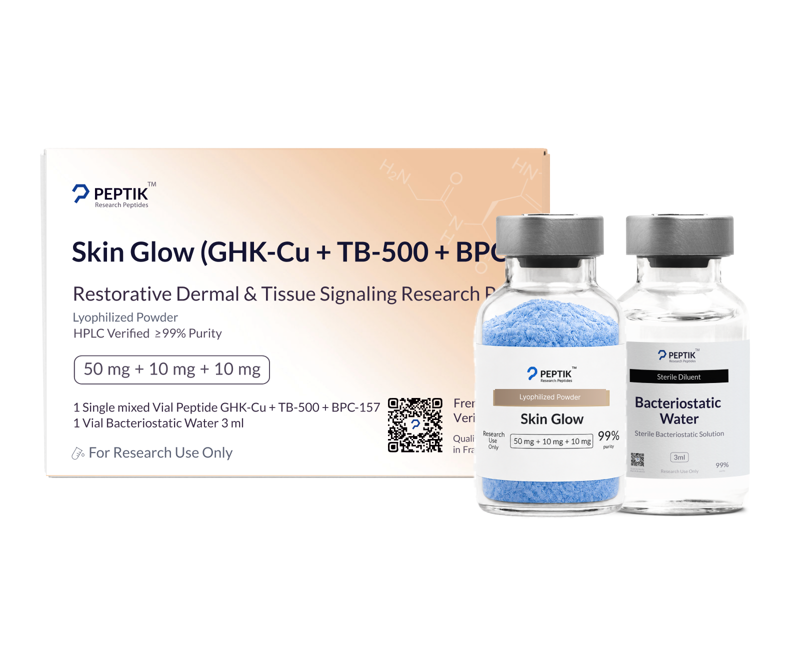 Skin Glow 70 mg
GHK-Cu + TB-500 + BPC-157