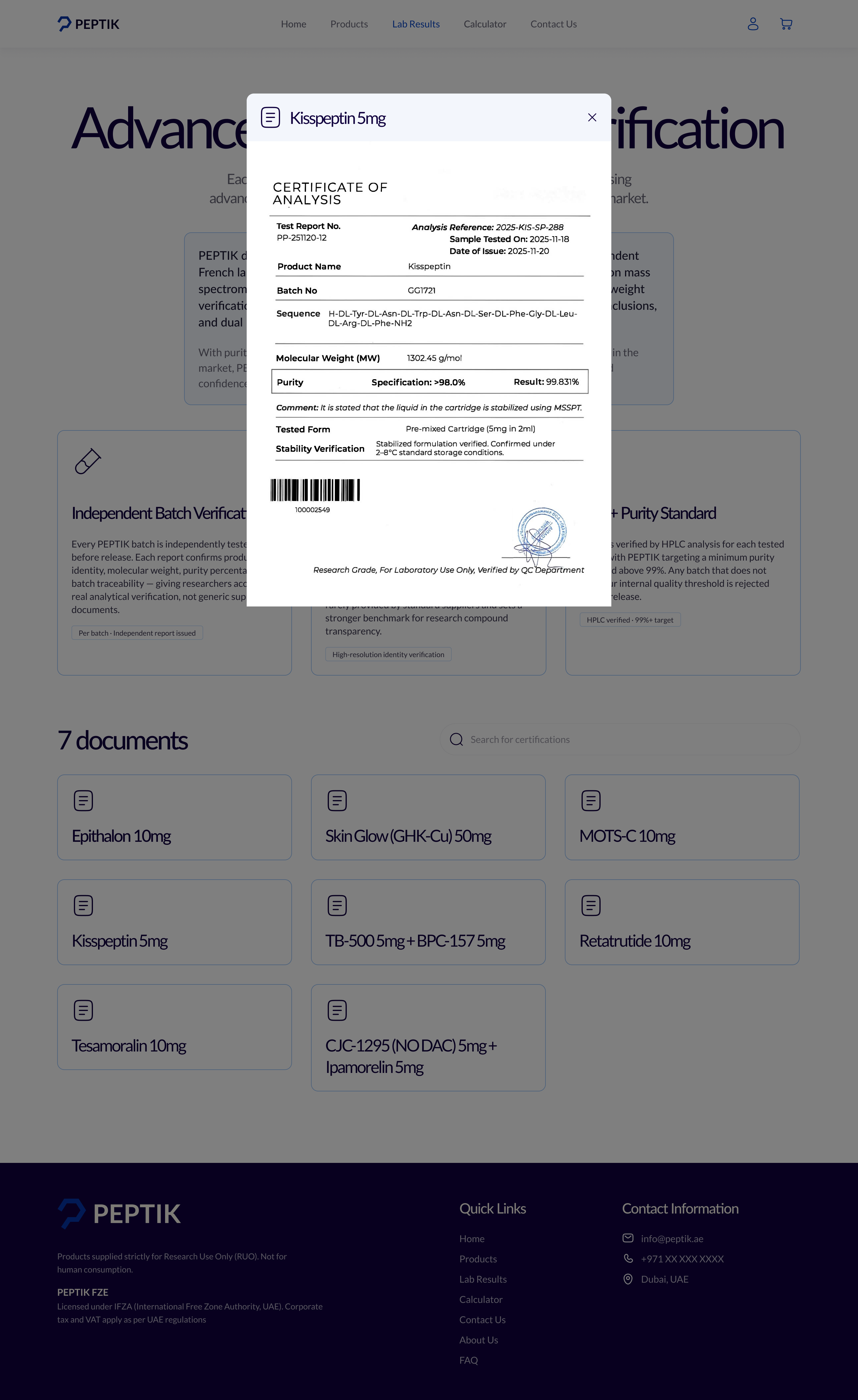 Certificate of Analysis